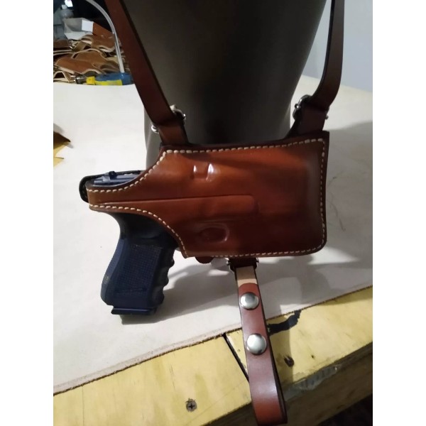 Handmade Shoulder holster with double mags for Glock 19/23/32 with