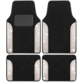 Carbella - Juego de 4 Alfombrillas de Coche con Purpurina Brillante de Dos Tonos, Alfombrillas Resistentes a Las Manchas para automóviles para Mujeres, Juego Universal de Alfombrillas para automóvil