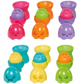 Toomies TOMY Hide and Squeak Egg Stackers Baby Toy - Stacking Egg Cups with 3 Squeak and 3 Rattle Eggs - Shape Sorter Toddler Toys - Engaging Baby Sensory Toys - Baby Toys 6 Months Plus to 36 Months