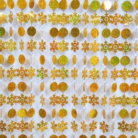 20Pcs Sequin Beaded Curtain Doorway Beads Curtain Gold Sparkle Christmas Tree Decorations Easy Installation Hanging Decor for Stage Festivals Wedding Party Supplies