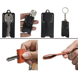 "kaupili" Key Cover, Key Case, Genuine Leather, Set of 3, Key Cap, Key Cover, Nascan Hook Ring Included, Key Number NO. Hide Whole Key (5)