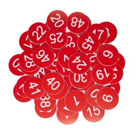 StayMax Plastic Number Tags Engraved Numbered Tags Without Hole (1-50, Red)