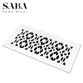 SABA Home Decor Air Vent Cover Grille - Acrylic Fiberglass 6 x 12 Duct Opening (8 x 14 Overall) White Finish Decorative Register Covers for Walls and Ceilings, Charlotte (6 x 12, White)