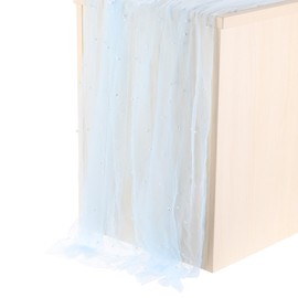 PATIKIL 10Ft Pearl Table Runner, Sheer Tulle Fabric Lace Tablecloth Chiffon Wedding Table Cloth for Bridal Shower Birthday Party Dessert Arch Veil Decor, Light Blue (63x120inch)