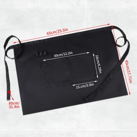 Yoosso Waiter's Apron, 45 x 65 cm Waist Apron, Black Front Tie Apron, Women's Cooking Apron with Pen Holder, 2 Pockets for Restaurant, Home, Bar, Cafe, black