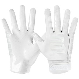 Youper Elite Football Gloves, Pro Receiver Golves for Men & Youth Boys (White, Small)