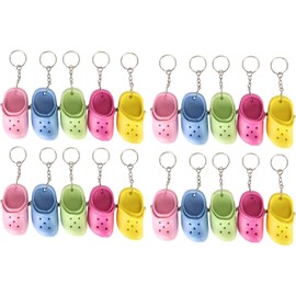 20 llaveros para zapatos, 5 colores, mini llaveros para zapatos de playa, para niños y niñas, lindos dijes de silicona flexible para manualidades, bolsa de , decoración del