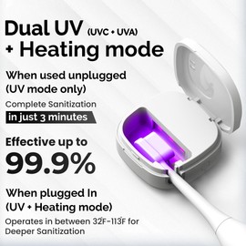 Portable UV Toothbrush Sanitizer Holder & Cleaner with UV Light & Magnetic Mounting - Rechargeable Toothbrush Sanitizer for Travel Cover, Wall Mounted UV Tooth Brush Sanitizer Holder Fits Most Brushes