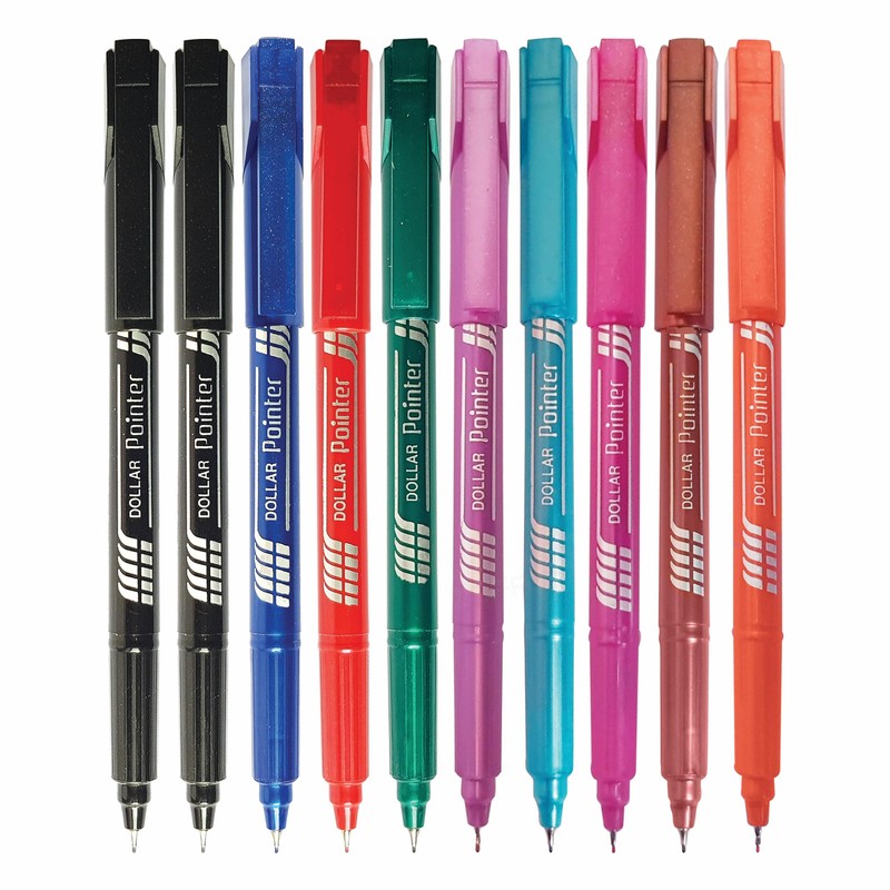 DOLLAR Fineliner Pens, MULTICOLOUR, 0.3mm Ultra Fine Felt Tip, Pack