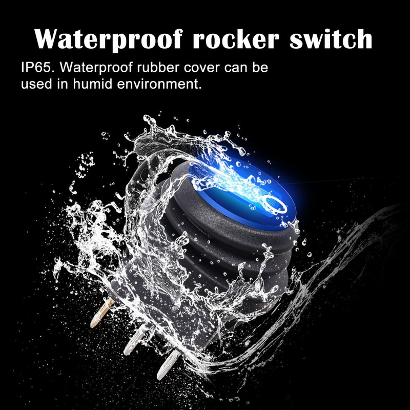 weideer 12V Round Rocker Switch Waterproof with Shell Blue LED