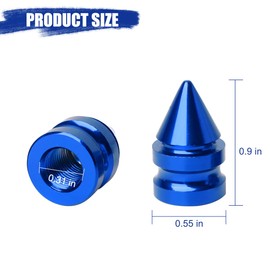 Norkmdi Car Tire Valve Stem Caps, 4PCS Spike Style Aluminum Alloy Leakproof Vehicle Wheel Stem Caps, Dustproof Automotive Tire Air Valve Cover Accessories, Universal for SUV RV Truck (Blue)