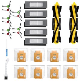 Replacement Parts Compatible With Ecovacs DEEBOT OZMO T8 / T8+ / T8 AIVI / T8 Max / N8 Pro Plus / N8 Pro - 2 Main Brushes, 10 Side Brushes, 5 Filters, 8 Dust Collectors by Apex Essentials