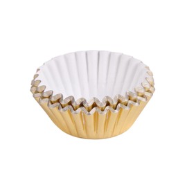 Miss Bakery's House® Mini Muffin Cases Foil - Diameter 32 mm x 20 mm - Gold - Pack of 120 - Paper Baking Mould for Small Muffins and Cupcakes - Metallic Look