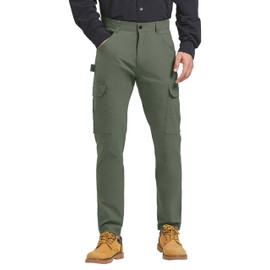 PULI Men's Lightweight Hiking Golf Joggers Pants - 30" Casual Workout Track Gym Cargo Pants with Pockets Army Green 30