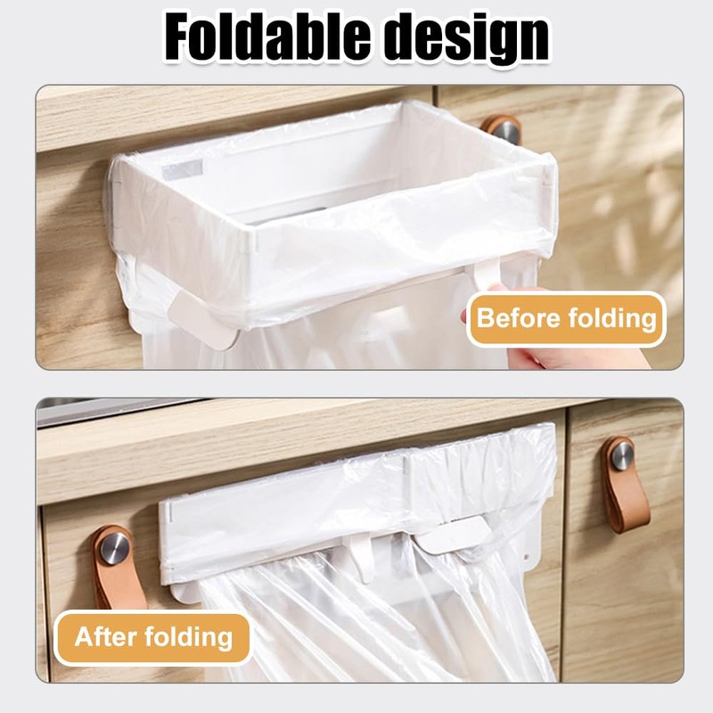 DONGKER Foldable Trash Bag Holder, Wall-Mounted Under Sink Trash Can
