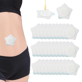 Lyreh 30stk Rizinusöl-Bauchwickel, 7,5cm Selbstklebend Hochsaugfähig Vliesstoffe Rizinusöl-Bauchnabelpflaster Nur Bauchnabelpflaster Kein Waschen Nötig(Stil Fünfzackigem Stern)