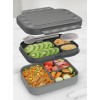 Classic Bento Box, Stackable, Leakproof, 47oz, Plus Sauce Container, Gray