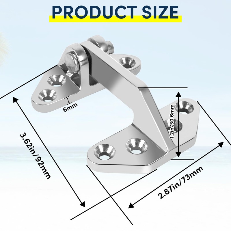 316 Stainless Steel Boat Hatch Hinges,3.62inchx 2.87inch (92 X 73