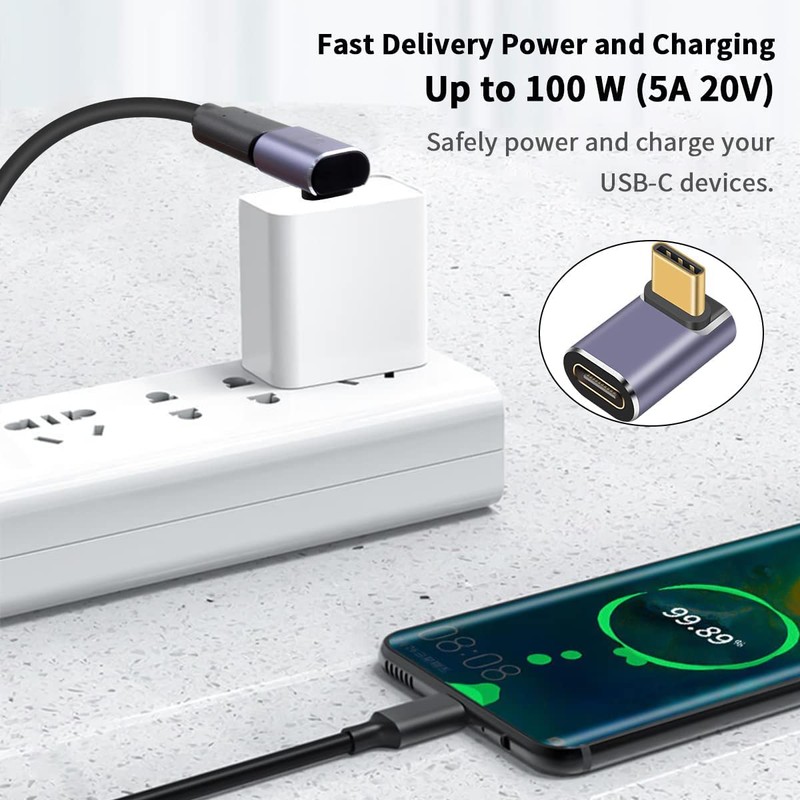 GELRHONR Right Angle USB C Adapter,40Gbps Type-C Male to Female