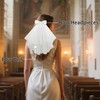 Bridal Hair Bow Veil with Pearl,Hen Do Veil Party Accessories,White