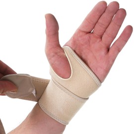 NeoTech Care Wrist Band - Elastic & Breathable Fabric - Adjustable Compression Strap - Men, Women, Right or Left - Support Wrap for Protection or Sports (Beige Color, Size L, 1 Unit)