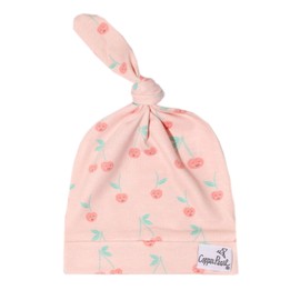 Copper Pearl Baby Beanie Hat Top Knot Stretchy Soft Cheery