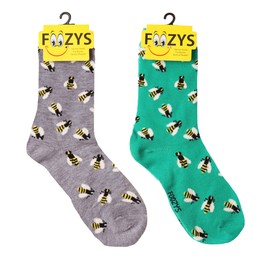 Foozys Women’s Crew Socks | Buzzy Bees Farm Animal Novelty Socks | 2 Pair