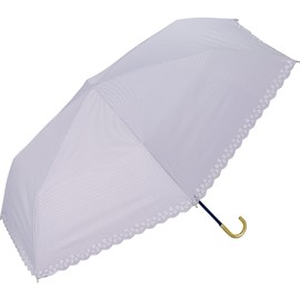 Wpc. 801-14795-102 Parasol Folding Umbrella, Light Shading Flower-Cut Stripe, Mini Lavender, 100% Light Shield, 100% UV Protection, UPF50+, Rain or Shine, 21.7 inches (55 cm), Women's Floral Pattern,