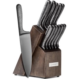 Cambridge Silversmiths Nero Cutlery Set with Block, Stainless Steel,12-Piece