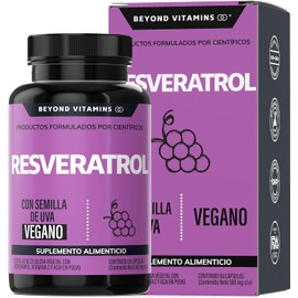 Trans-Resveratrol | 1160mg por Porción y con Pimienta Negra para mejor absorción, Vitamina C, Semilla de Uva y Acai | Fórmula alta en Polifenoles | 100% vegano (60 Cápsulas)