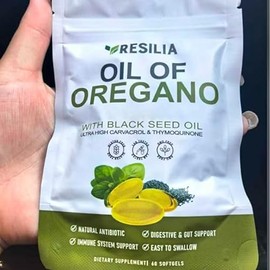 Resilia Oil Of Oregano Softgels with Black Seed Oil – 300mg Oregano Extract & 200mg Black Seed Oil Per Serving – Non-GMO, Gluten-Free Softgels – 180 C