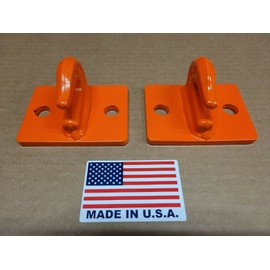 M.G.E. Products 5/16" Heavy Duty Steel Bolt On Grab Hooks for Loader Tractor Bucket - Pack of (2) - Orange