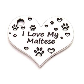 ChubbyChicoCharms I Love My Maltese 22mm Genuine American Pewter Charm