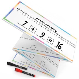 SCRIBBLEDO 0-100 Dry Erase Number Line Board for Students Double Sided 4 Feet with a Red & Black Dry Erase Marker Featuring 0-100 Number Line on One Side and Blank Line on The Reverse