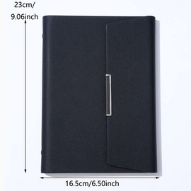 A5 Leather Ring Binder, 6 Round Rings Refillable Notebook Binder, Multiple Pockets for Storing Cards, 100 Sheets of Paper