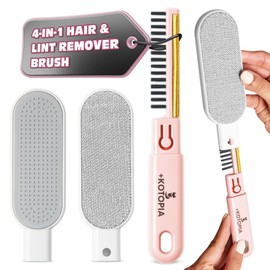Pet Hair & Lint Remover Brush – 4-in-1 Multi-Surface Fur, Pilling & Fabric Cleaner for Clothes, Furniture, Carpet & Bedding – Reusable, Travel-Friendly Tool (Pink)