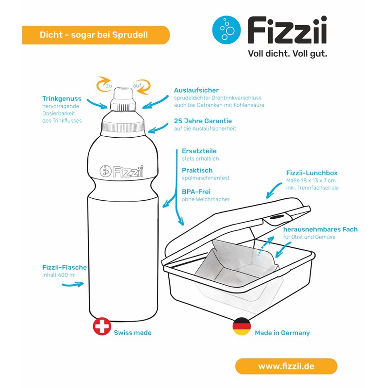 Fizzii Space Lunch Set (600 ml Water Bottle + Lunch