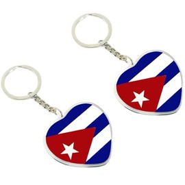 JAVD Cuba Flag Keychain Cuban Key Ring- 2 Pack