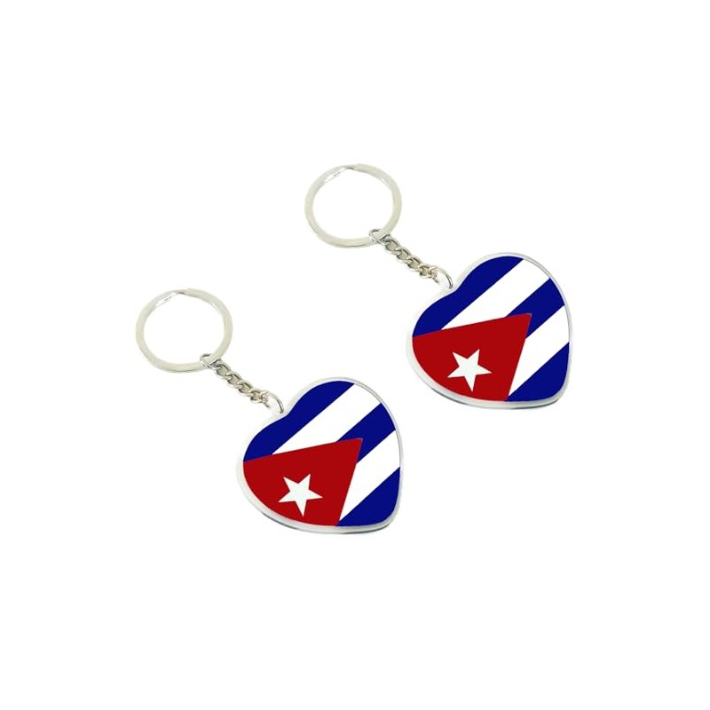 JAVD Cuba Flag Keychain Cuban Key Ring- 2 Pack