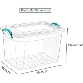 Best House| Plastic Storage Box with Clips & Lid | Size: 20L (L:43cm W:28cm H:27cm)| Set of 2| Rectangle |Stackable Clear Durable Multipurpose Office Home Kitchen Tools Versatile (MEDIUM Size)