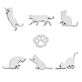 FUTWOD Sticker Cat Cat Paw Car Emblem Parts Funny Cute Animal 3D Metal Accessories Waterproof Car Bike Bicycle Badge Decal Sticker Car Emblem Silver Set of 7