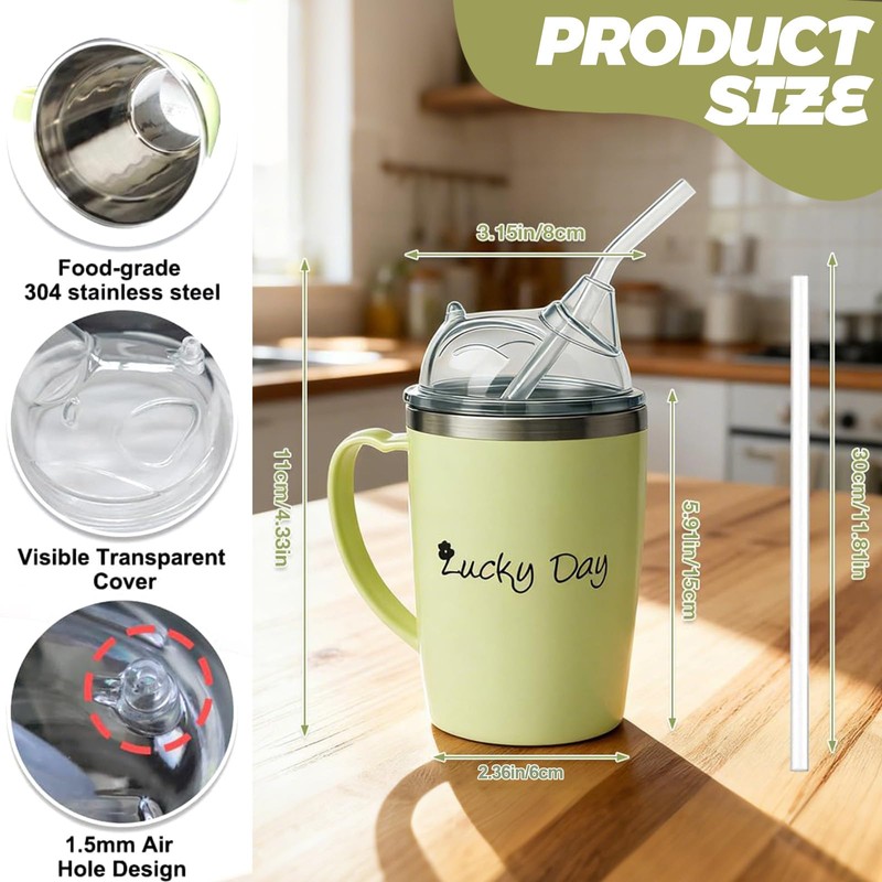 350ml Adult Sippy Cups, 3-in-1 Beakers for Elderly with 30cm
