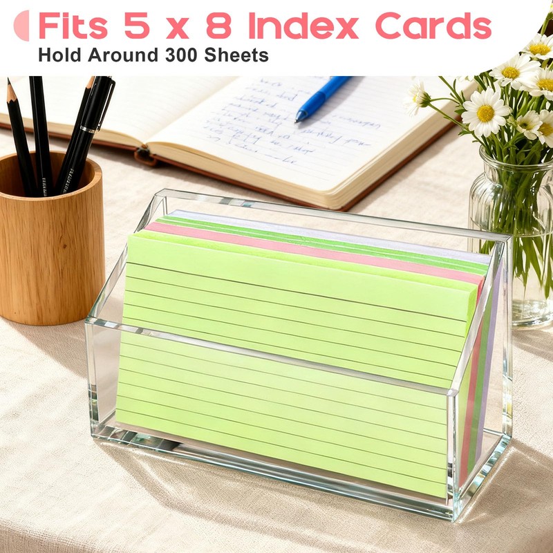 5x8 Index Card Holder, Clear Acrylic 5x8 Index Card Organizer