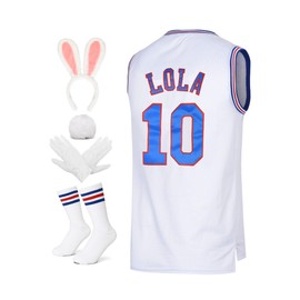 Men's Basketball Jersey Lola #10 Space Movie Jersey 90S Hip Hop Clothing Shirt for Party (#10 White, X-Large)