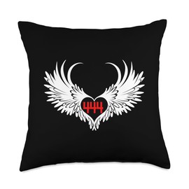 Angel Number 444 With Heart And Wings Of Angel Throw Pillow