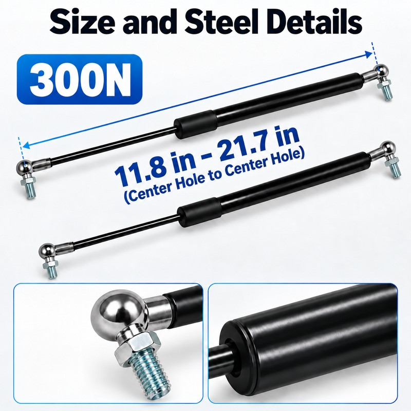 2-Pack 300N Gas Strut Support Bars for Lids & Doors