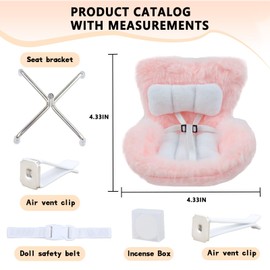 HiOKOU Doll Car Seat for 17cm Dolls with Air Vent Clip and Desktop Stand, Cute and Functional Car Ornament for Blind Box Doll Fans, Collectors(Pink)