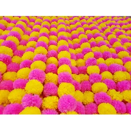 15Pc Marigold Garland 4.5Ft Long Strands of Artificial Marigold Flower Diwali Decorations Home Indian Décor for Pooja Wedding Spring Bush Floral Faux Garland Día de Muertos Décor Day of Dead Christmas