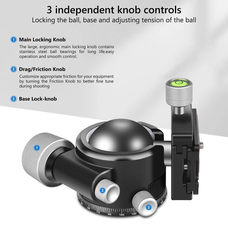 ARTCISE 44mm Low Profile Ball Head All Metal CNC Tripod