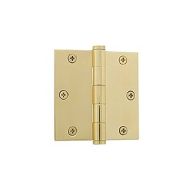 Grandeur Hardware 819976 3.5" Button Tip Residential Hinge with Square Corners in Unlacquered Brass, 3.5" x 3.5"